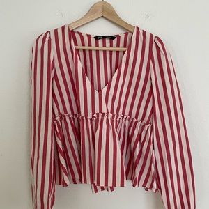 Women’s Zara Striped Peplum Top Small